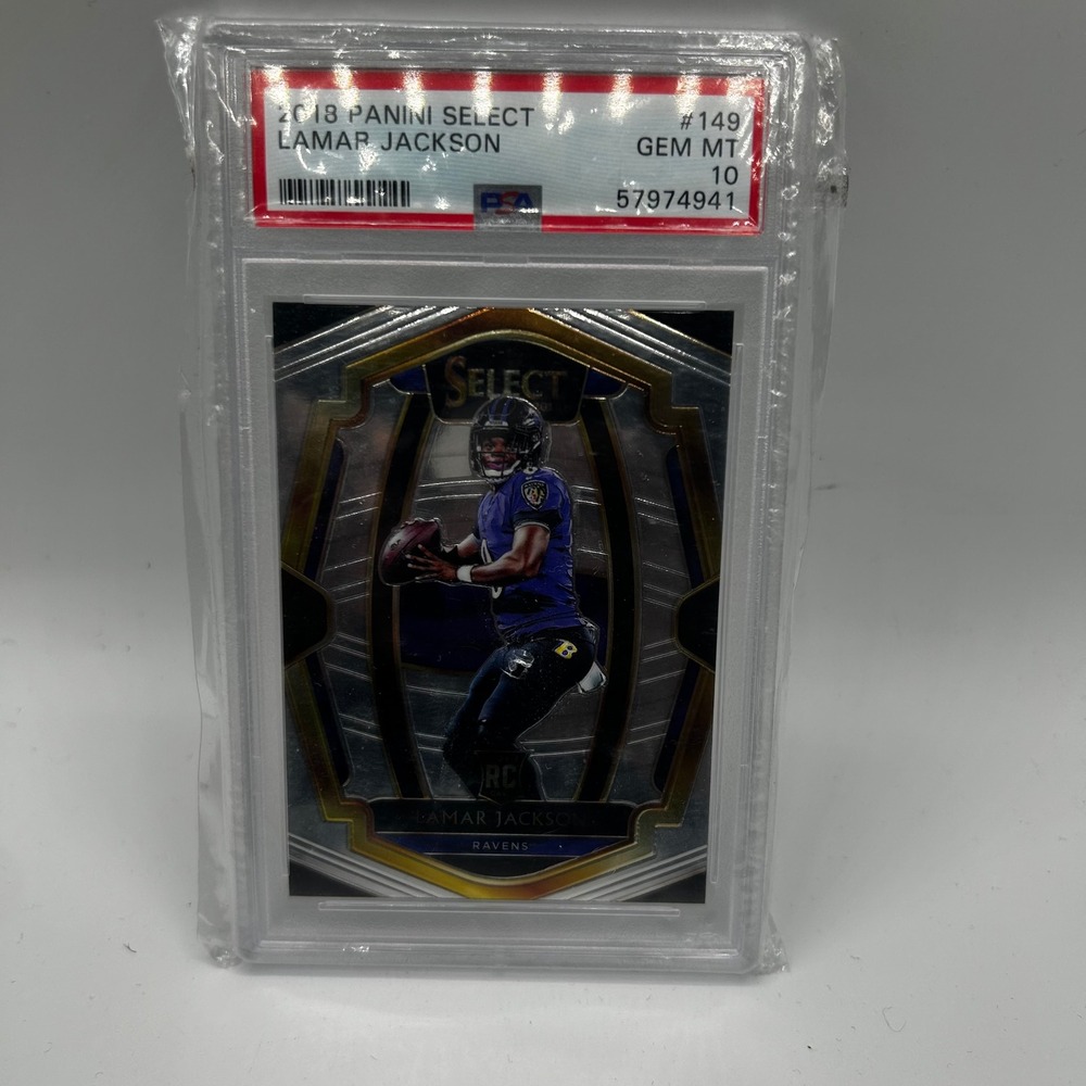 2018 Panini Select Lamar Jackson RC Rookie Card Gem Mint 10 PSA Graded Ravens QB - Picture 1 of 3